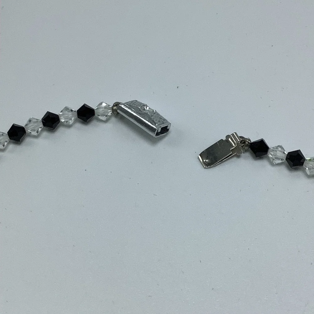 Black‎ & Clear Faceted Beaded Necklace Bicone Crystals